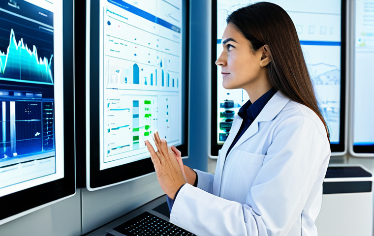 A professional female water engineer in a modest lab coat over appropriate work attire, standing in a sophisticated, brightly lit control room of a modern water treatment facility. Large interactive holographic displays and multiple high-resolution screens show real-time IoT data, water quality parameters, and predictive analytics on a complex water distribution network. She looks thoughtfully at the data, suggesting intelligent water management. The environment is clean and high-tech. Professional photography, high detail, perfect anatomy, correct proportions, natural pose, well-formed hands, proper finger count, natural body proportions, fully clothed, modest clothing, appropriate attire, professional dress, safe for work, appropriate content, professional, family-friendly.
