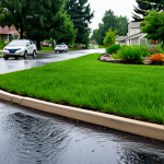 Bioswale in a Suburban Neighborhood**

"A vibrant bioswale filled with native plants running alongside a quiet suburban street. Houses with well-maintained lawns are visible in the background. The bioswale is capturing rainwater during a light shower, with clear water flowing through the vegetation. Professional photography, high quality, perfect anatomy, correct proportions, natural pose, safe for work, appropriate content, fully clothed, modest, family-friendly."

**