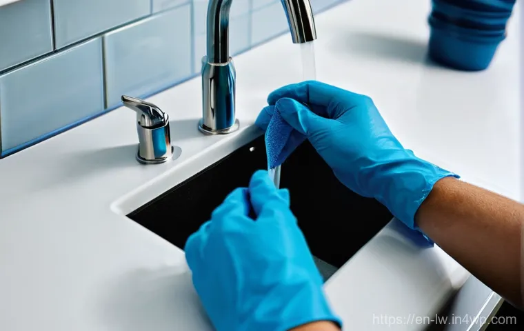 자연형 물 정화 시스템의 설치 후 지속적 관리 방안 - **Prompt 1: Daily Visual Inspection**
    "A clean, brightly lit modern kitchen or utility room. A d...