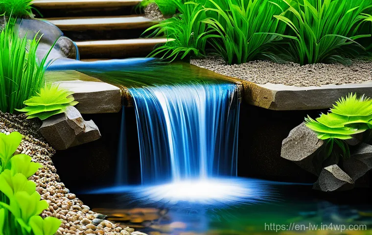 자연형 물 정화 시스템에서의 수질 안정성 확보 - **Prompt 1: The Green Guardians in Action**
    "A vibrant, natural water purification system beauti...